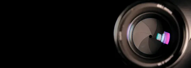 lens in front of a black background