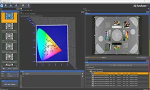 Imatest IQ-Analyzer 软件的屏幕截图，显示了用于图像质量测试的各种图表
