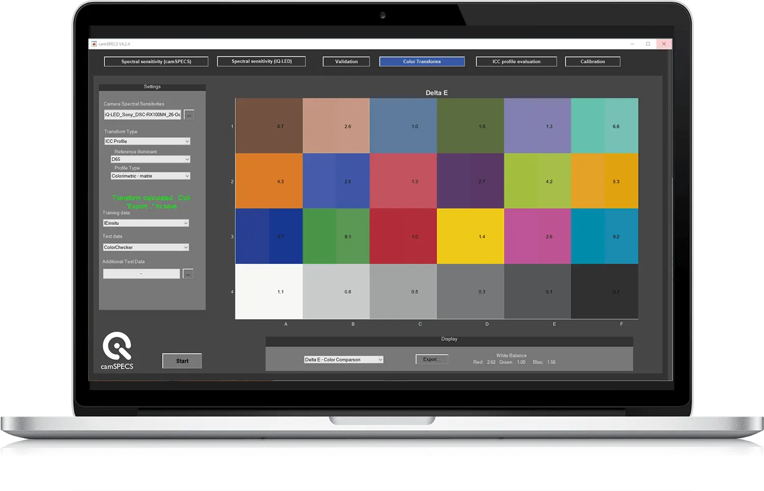 camSPECS evaluation software