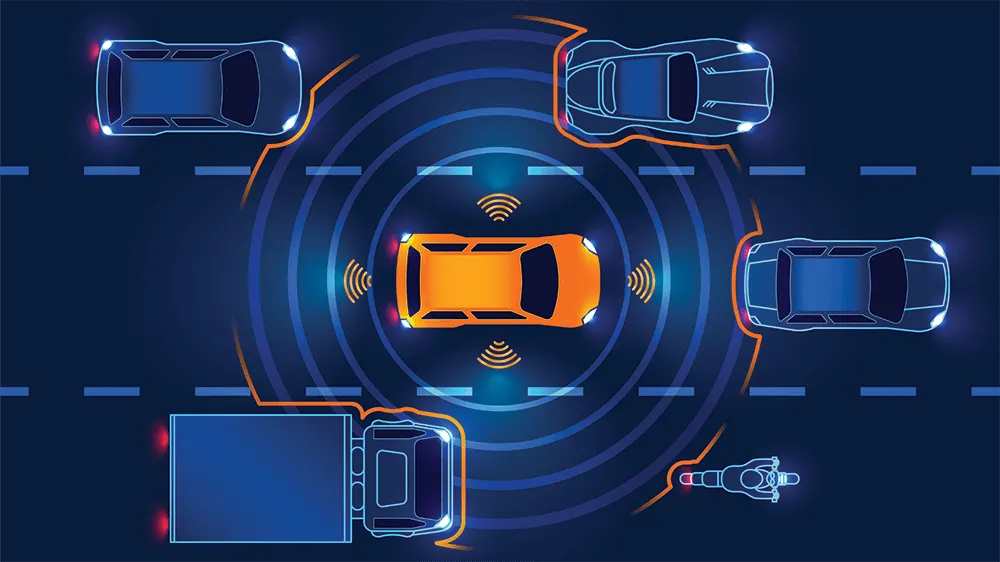 An example of an ADAS system detecting objects in its enviornment